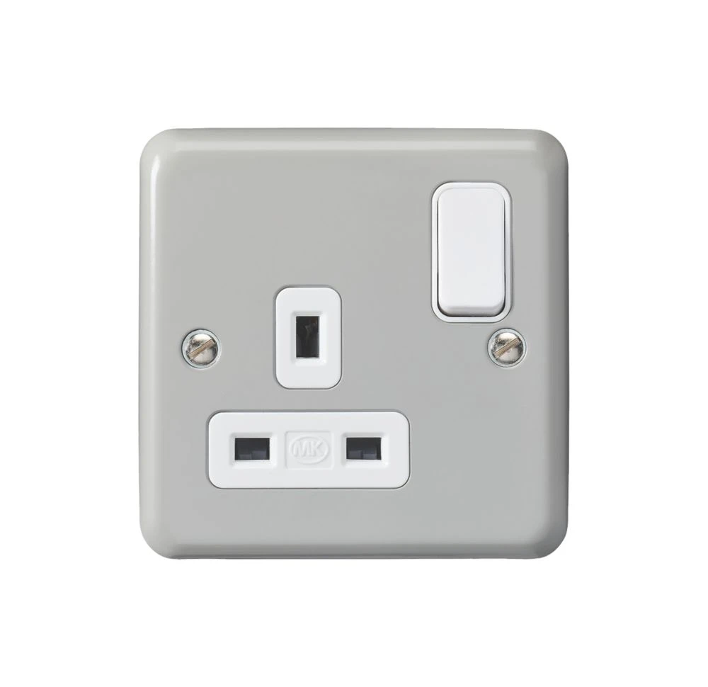 MK Contoura 13A 1-Gang DP Switched Plug Socket Grey With White Inserts 4 MK Contoura 13A 1-Gang DP Switched Plug Socket Grey With White Inserts - Image 2