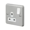 MK Contoura 13A 1-Gang DP Switched Plug Socket Grey With White Inserts