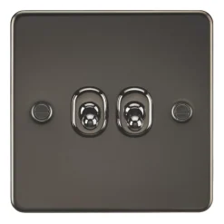 Knightsbridge FP2TOGGM 10AX 2-Gang 2-Way Light Switch Gunmetal