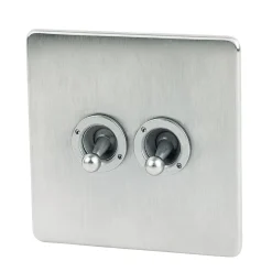 Crabtree Platinum 10AX 2-Gang 2-Way Toggle Switch Satin Chrome