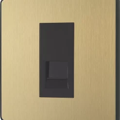 British General Evolve Master Telephone Socket Satin Brass With Black Inserts 12 British General Evolve Master Telephone Socket Satin Brass With Black Inserts -British General Shop 399RF A3