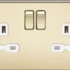 Knightsbridge SFR9000PBW 13A 2-Gang DP Switched Double Socket Polished Brass With White Inserts 1 Knightsbridge SFR9000PBW 13A 2-Gang DP Switched Double Socket Polished Brass With White Inserts -British General Shop 399TX P