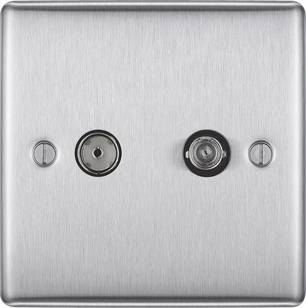 British General NEXUS METAL 1-Gang Duplex TV Socket Brushed Steel 4 British General NEXUS METAL 1-Gang Duplex TV Socket Brushed Steel - Image 2