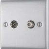 British General NEXUS METAL 1-Gang Duplex TV Socket Brushed Steel -British General Shop 400XF P