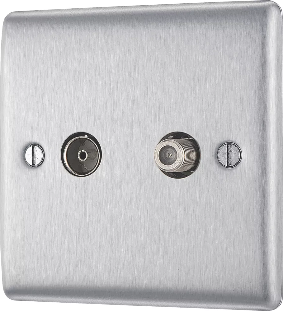 British General NEXUS METAL 1-Gang Duplex TV Socket Brushed Steel 3 British General NEXUS METAL 1-Gang Duplex TV Socket Brushed Steel