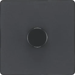 British General Evolve 1-Gang 2-Way LED Trailing Edge Single Push Dimmer Switch With Rotary Control Grey With Black Inserts -British General Shop 401PY A2