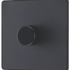 British General Evolve 1-Gang 2-Way LED Trailing Edge Single Push Dimmer Switch With Rotary Control Grey With Black Inserts -British General Shop 401PY A3