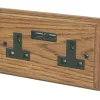 Varilight 13AX 2-Gang Unswitched Socket + 2.1A 2-Outlet Type A USB Charger Medium Oak With Black Inserts 1 Varilight 13AX 2-Gang Unswitched Socket + 2.1A 2-Outlet Type A USB Charger Medium Oak With Black Inserts -British General Shop 4033H P
