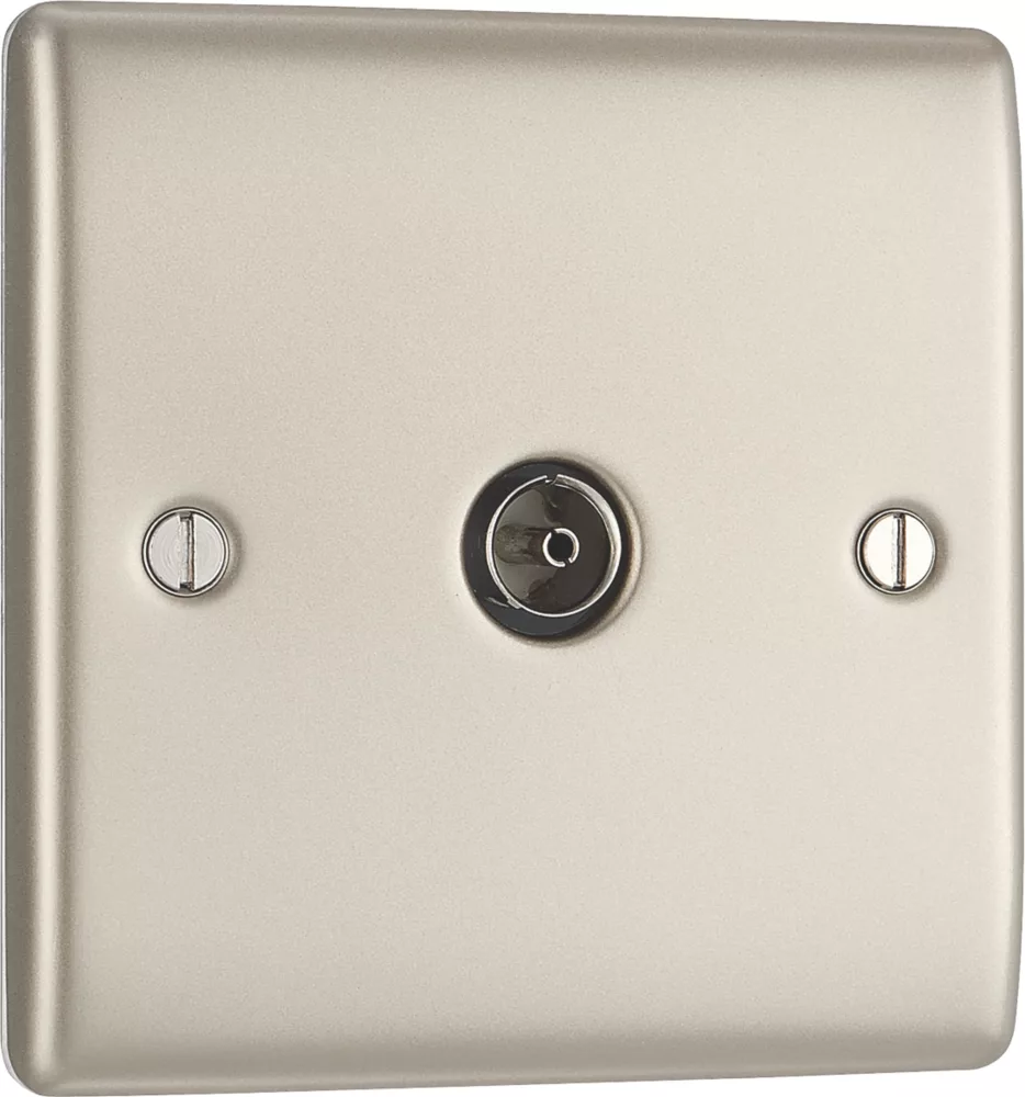 British General Nexus Metal 1-Gang Coaxial TV / FM Socket Pearl Nickel 4 British General Nexus Metal 1-Gang Coaxial TV / FM Socket Pearl Nickel - Image 2