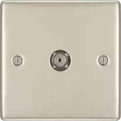 British General Nexus Metal 1-Gang Coaxial TV / FM Socket Pearl Nickel 12 British General Nexus Metal 1-Gang Coaxial TV / FM Socket Pearl Nickel -British General Shop 403PY A2