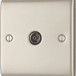 British General Nexus Metal 1-Gang Coaxial TV / FM Socket Pearl Nickel 13 British General Nexus Metal 1-Gang Coaxial TV / FM Socket Pearl Nickel -British General Shop 403PY A3