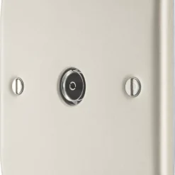 British General Nexus Metal 1-Gang Coaxial TV / FM Socket Pearl Nickel