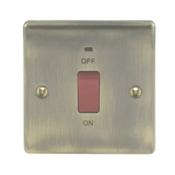 British General Nexus Metal 45A 1-Gang DP Cooker Switch Antique Brass With LED -British General Shop 40754 A1