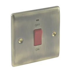 British General Nexus Metal 45A 1-Gang DP Cooker Switch Antique Brass With LED -British General Shop 40754 A2