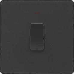 British General Evolve 20A 1-Gang DP Control Switch Matt Black With LED With Black Inserts -British General Shop 407PY A2