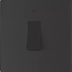 British General Evolve 20A 1-Gang DP Control Switch Matt Black With LED With Black Inserts -British General Shop 407PY A3