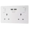 LAP 13A 2-Gang SP Switched Socket + 3.1A 2-Outlet Type A USB Charger White -British General Shop 4087P P