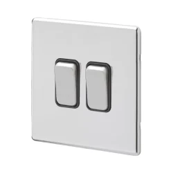 MK Aspect 10AX 2-Gang 2-Way Switch Polished Chrome With Black Inserts