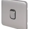 Schneider Electric Lisse Deco 10AX 1-Gang Intermediate Switch Brushed Stainless Steel With Black Inserts