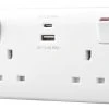 British General 800 Series 13A 2-Gang SP Switched Socket + 4.2A 2-Outlet Type A & C USB Charger White -British General Shop 410HV P