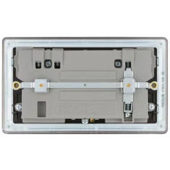 LAP 13A 2-Gang DP Switched Socket + 3.1A 2-Outlet Type A USB Charger Black Nickel With Black Inserts -British General Shop 411KJ A3