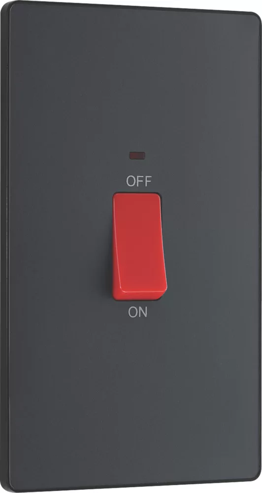 British General Evolve 45A 1-Gang 2-Pole Cooker Switch Grey With LED With Black Inserts 4 British General Evolve 45A 1-Gang 2-Pole Cooker Switch Grey With LED With Black Inserts - Image 2