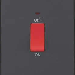 British General Evolve 45A 1-Gang 2-Pole Cooker Switch Grey With LED With Black Inserts 11 British General Evolve 45A 1-Gang 2-Pole Cooker Switch Grey With LED With Black Inserts -British General Shop 411PY A2