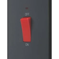 British General Evolve 45A 1-Gang 2-Pole Cooker Switch Grey With LED With Black Inserts
