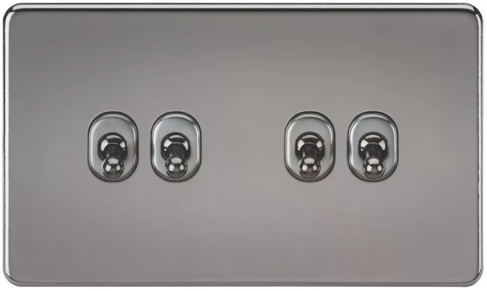 Knightsbridge SF4TOGBN 10AX 4-Gang 2-Way Light Switch Black Nickel 3 Knightsbridge SF4TOGBN 10AX 4-Gang 2-Way Light Switch Black Nickel