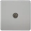 Knightsbridge SF0100BC 1-Gang Coaxial TV Socket Brushed Chrome -British General Shop 411TY P