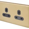 Schneider Electric Lisse Deco 13A 2-Gang Unswitched Plug Socket Satin Brass With Black Inserts 2 Schneider Electric Lisse Deco 13A 2-Gang Unswitched Plug Socket Satin Brass With Black Inserts -British General Shop 413FF P