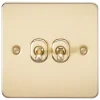 Knightsbridge FP2TOGBB 10AX 2-Gang 2-Way Light Switch Brushed Brass -British General Shop 413TY P