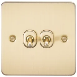 Knightsbridge FP2TOGBB 10AX 2-Gang 2-Way Light Switch Brushed Brass
