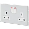 MK Aspect 13A 2-Gang DP Switched Plug Socket Polished Chrome With Neon With White Inserts -British General Shop 415FF P