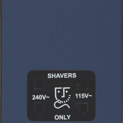British General Evolve 2-Gang Dual Voltage Shaver Socket 115/240V Blue With Black Inserts -British General Shop 416RF A2