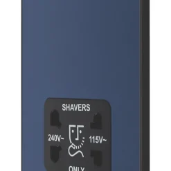 British General Evolve 2-Gang Dual Voltage Shaver Socket 115/240V Blue With Black Inserts
