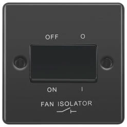 LAP 10AX 1-Gang 3-Pole Fan Isolator Switch Black Nickel With Black Inserts -British General Shop 41740 A2
