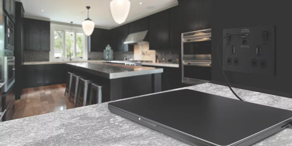 British General Evolve 13A 2-Gang SP Switched Socket + 3A 2-Outlet Type A & C USB Charger Matt Black With Black Inserts 9 British General Evolve 13A 2-Gang SP Switched Socket + 3A 2-Outlet Type A & C USB Charger Matt Black With Black Inserts - Image 7