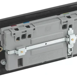 British General Evolve 13A 2-Gang SP Switched Socket + 3.1A 2-Outlet Type A USB Charger Blue With Black Inserts -British General Shop 418RF A4