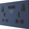 British General Evolve 13A 2-Gang SP Switched Socket + 3.1A 2-Outlet Type A USB Charger Blue With Black Inserts 1 British General Evolve 13A 2-Gang SP Switched Socket + 3.1A 2-Outlet Type A USB Charger Blue With Black Inserts -British General Shop 418RF P