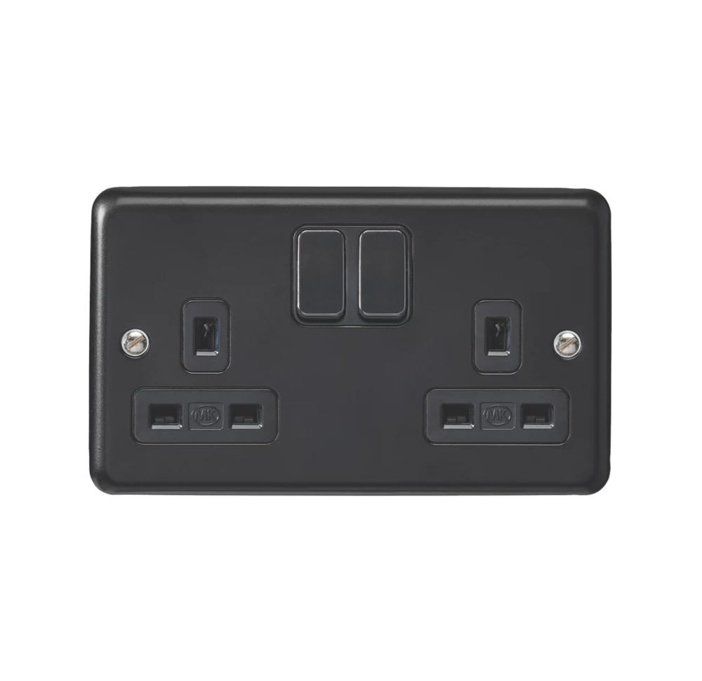 MK Contoura 13A 2-Gang DP Switched Plug Socket Black With Colour-Matched Inserts 4 MK Contoura 13A 2-Gang DP Switched Plug Socket Black With Colour-Matched Inserts - Image 2