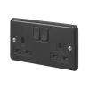 MK Contoura 13A 2-Gang DP Switched Plug Socket Black With Colour-Matched Inserts -British General Shop 418RG P
