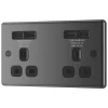 LAP 13A 2-Gang Unswitched Socket + 4.2A 4-Outlet Type A USB Charger Black Nickel With Black Inserts 2 LAP 13A 2-Gang Unswitched Socket + 4.2A 4-Outlet Type A USB Charger Black Nickel With Black Inserts -British General Shop 4202T P