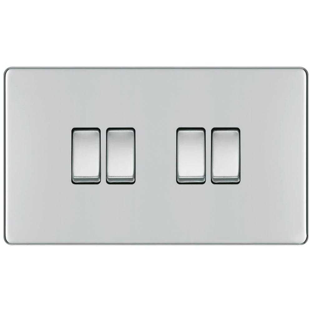LAP 20A 16AX 4-Gang 2-Way Light Switch Polished Chrome 4 LAP 20A 16AX 4-Gang 2-Way Light Switch Polished Chrome - Image 2
