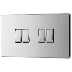 LAP 20A 16AX 4-Gang 2-Way Light Switch Polished Chrome