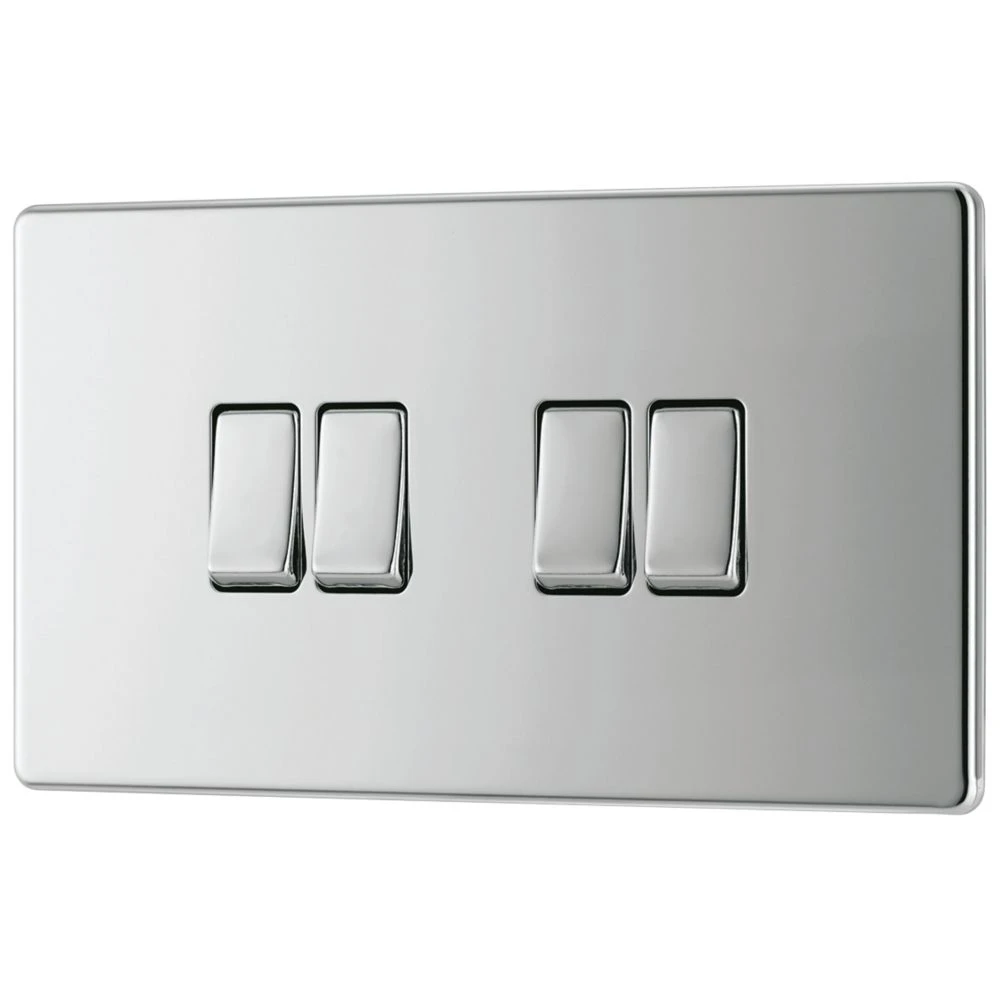 LAP 20A 16AX 4-Gang 2-Way Light Switch Polished Chrome 3 LAP 20A 16AX 4-Gang 2-Way Light Switch Polished Chrome