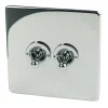 Crabtree Platinum 10AX 2-Gang 2-Way Toggle Switch Polished Chrome -British General Shop 42421 P