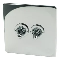 Crabtree Platinum 10AX 2-Gang 2-Way Toggle Switch Polished Chrome