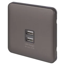 Schneider Electric Lisse Deco 3.1A 2-Outlet Type A USB Socket Mocha Bronze With Black Inserts