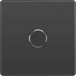British General Evolve 1-Gang 2-Way LED Trailing Edge Single Push Dimmer Switch With Rotary Control Black With Black Inserts -British General Shop 428PY A2